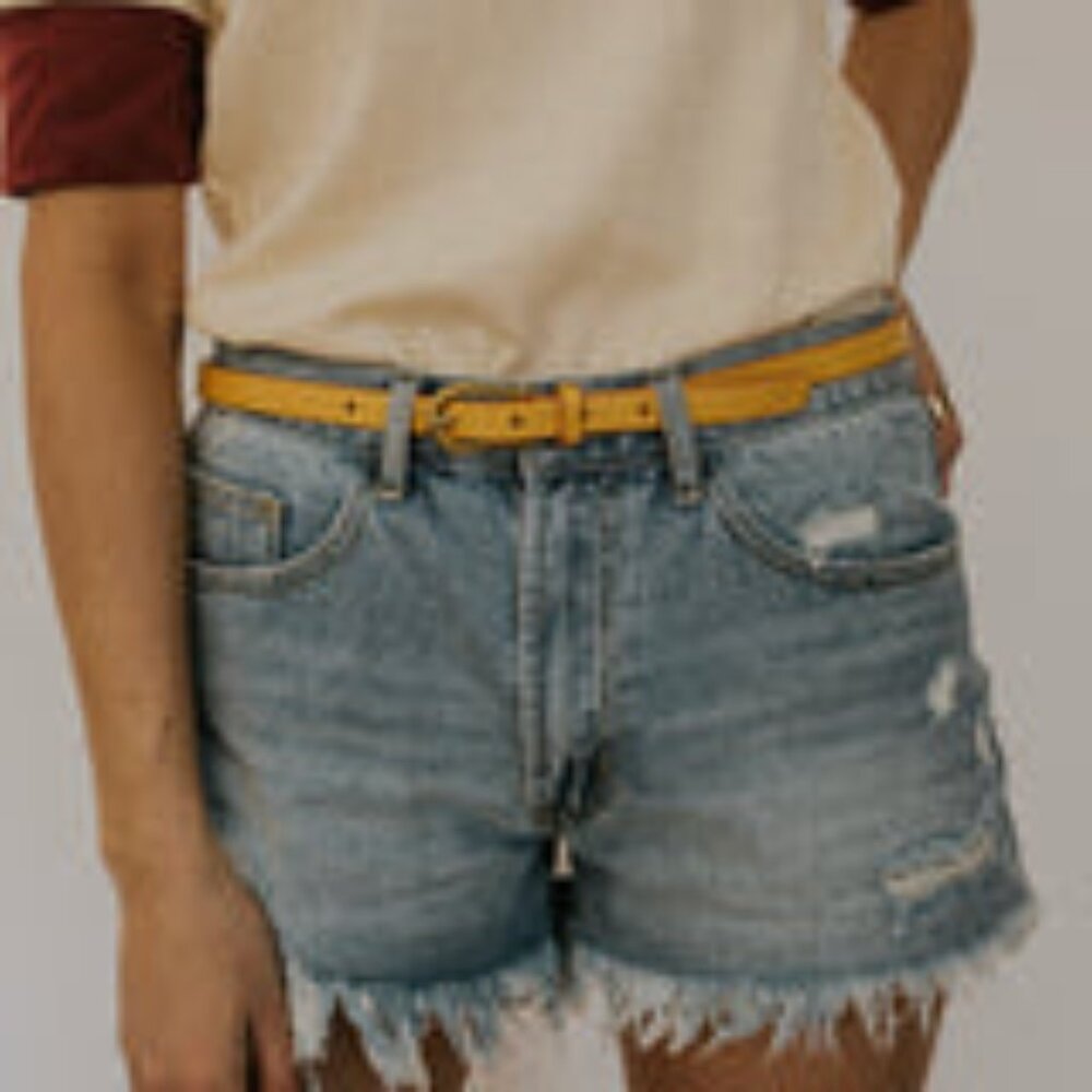 Belt - Skinny Equestrian Buckle Belt - GoldenRod / M